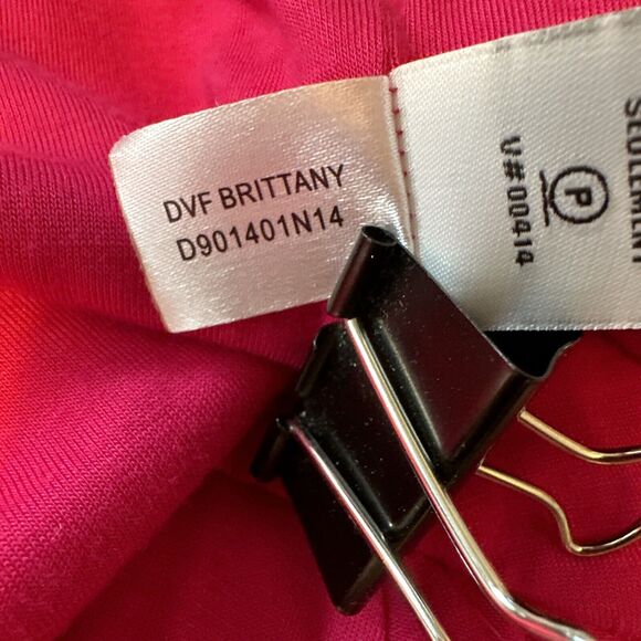 Diane Von Furstenberg DVF Womens Brittany Ruffle Hem Dress 12 Pink Stretch Lace - Picture 11 of 11